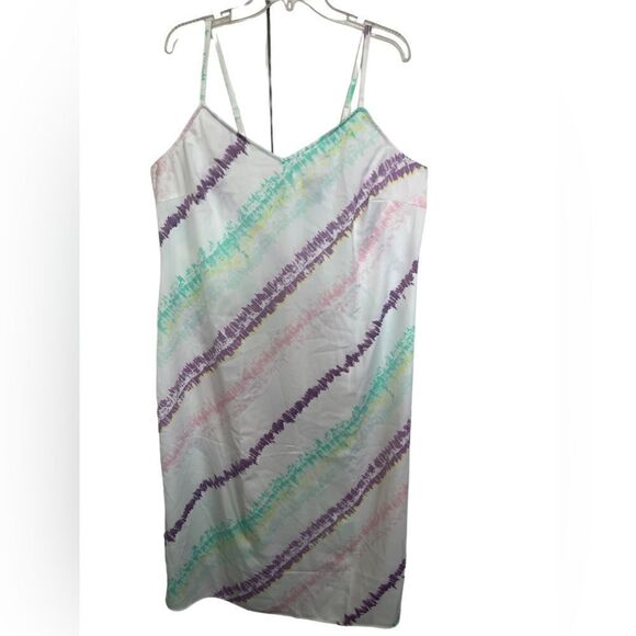 Lane Bryant White/Purple Multi Wave Tie-Dye V-Neck Cami Slip Midi Dress Size 18 - Picture 2 of 11